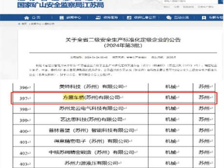 凯发k8国际首页登录车桥苏州工厂通过“二级安全生产标准化”、通过“省专精特新中小企业”认定